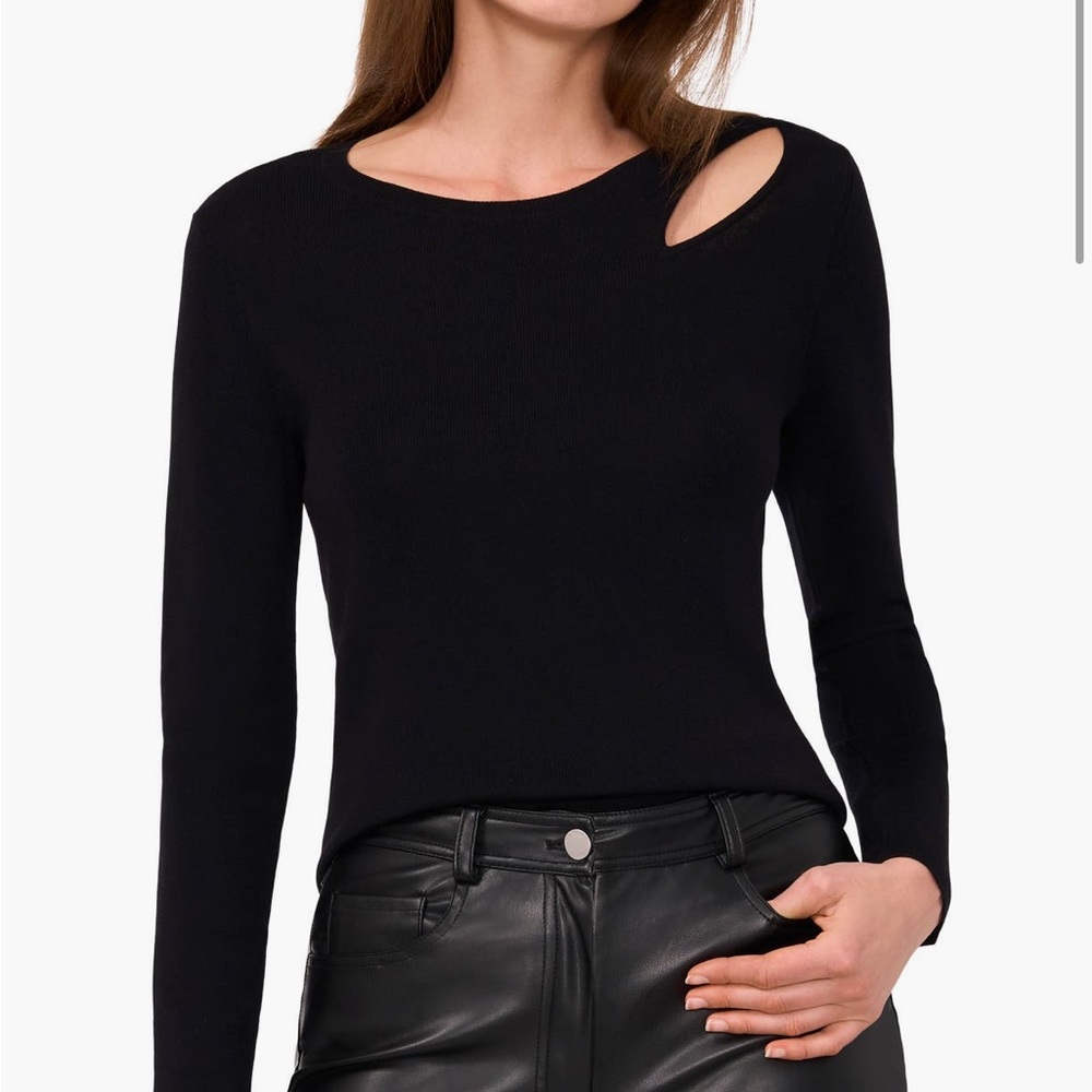 Halogen black cutout shoulder sweater. Size M